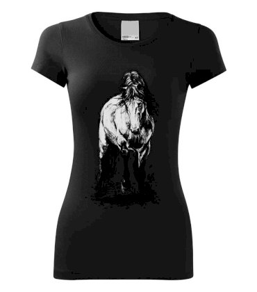 T-shirt z komiem, koszulka z koniem, czarna