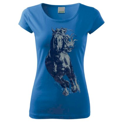 Koszulka z koniem Luka, T-shirt z koniem, lazurowa