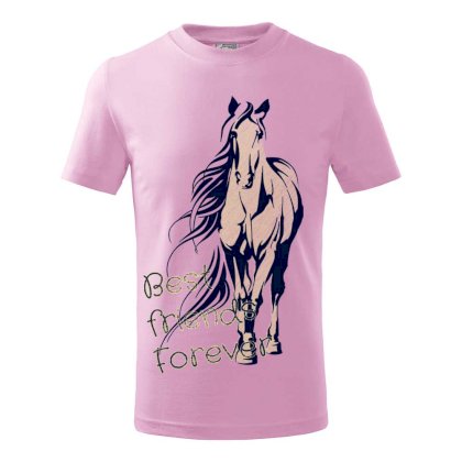 Koszulka dziecięca z koniem Friends Forever, różowa