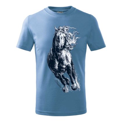 Koszulka dziecięca z koniem Piccolo 2, błękitna