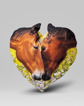 Poduszka w kształcie serca z końmi
