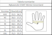 Rękawiczki jeździeckie START tabela rozmiarów